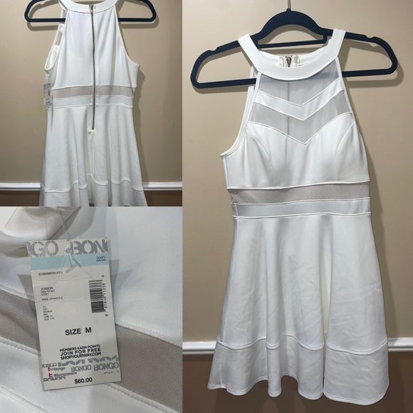 Bongo White Fit and Flare Halter Dress; size Large - Picture 1 of 4